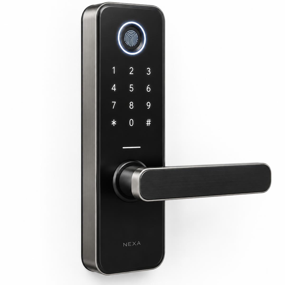 Serrure connectée SmartiQo Pro 2026 en finition noir mat
